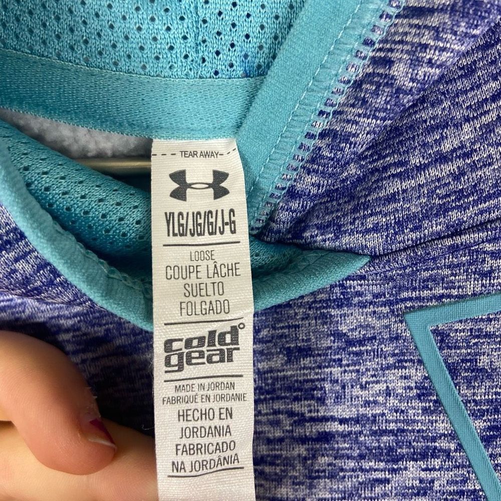 Under Armour Kids Purple Long Sleeve Loose Fit Cold Gear Space Dye Hoodie Size L - Picture 3 of 5